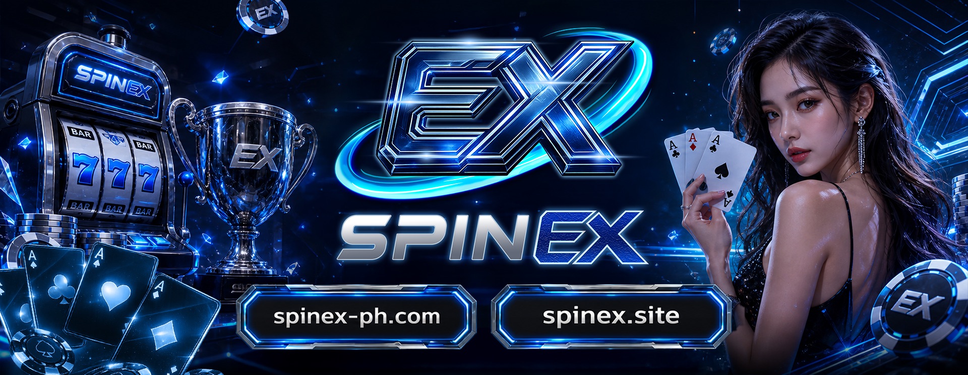 SPINEX Philippines neon hero with slots and live casino